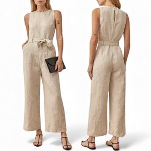 Reformation Naomi Linen Belted Jumpsuit Size 4